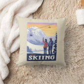 レッツゴースキーヴィンテージプリント クッション (ブランケット)