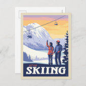レッツゴースキーヴィンテージプリント ポストカード (正面/裏面)
