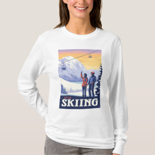 レッツゴースキーヴィンテージプリント Tシャツ