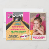 レッツゴーピンクガールズボーリング誕生日フォト招待状 招待状 (裏面)