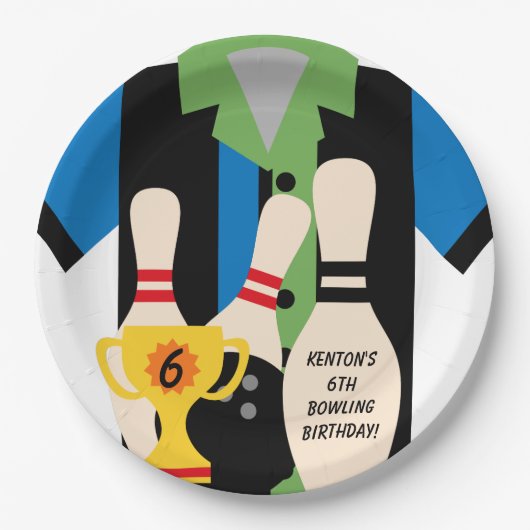 レッツゴーボーリング誕生日紙プレート ペーパープレート (正面)