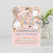 レッツゴールス誕生日招待状 – 少女（ピンク） 招待状 (スタンド正面)