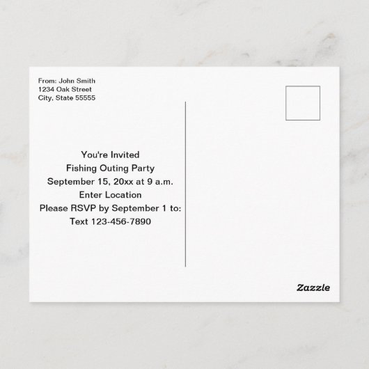 レッツゴー魚釣りラルゲムースベースパーティの招待状 ポストカード (裏面)