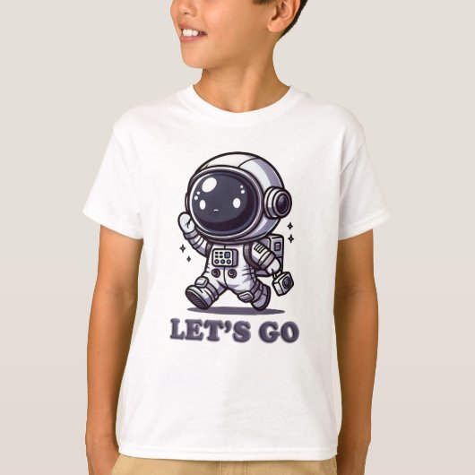 レッツゴー – かわいい宇宙飛行士の冒険Tシャツ Tシャツ (正面)