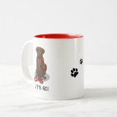 レッツゴー!ウォークフラットコーテッドレトリバー犬(レバー) ツートーンマグカップ (正面左)