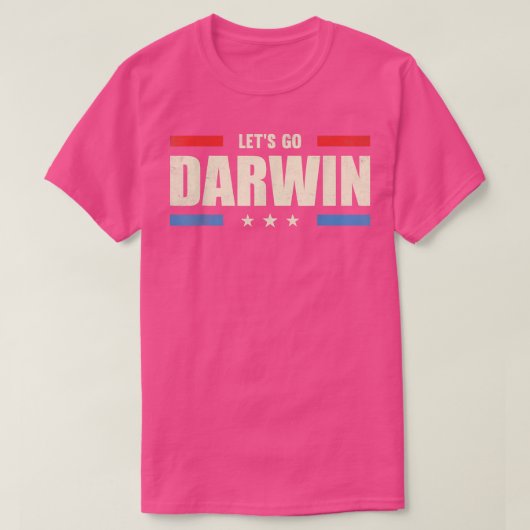 レッツゴーDarwin皮肉ことわざUSA旗男女性 Tシャツ (デザイン正面)