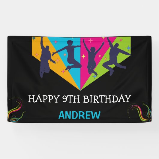 レッツジャンプトランポリンパーティージャンプ誕生日 横断幕 (横)