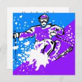 「レッツスキー」スタイルスキーモダン招待状 招待状 (正面/裏面)