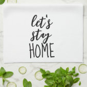 レッツステイホーム文字オンホワイト キッチンタオル (折り畳み)