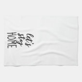 レッツステイホーム文字オンホワイト キッチンタオル (横)