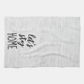 レッツステイホーム文字オン樺の木 キッチンタオル (横)