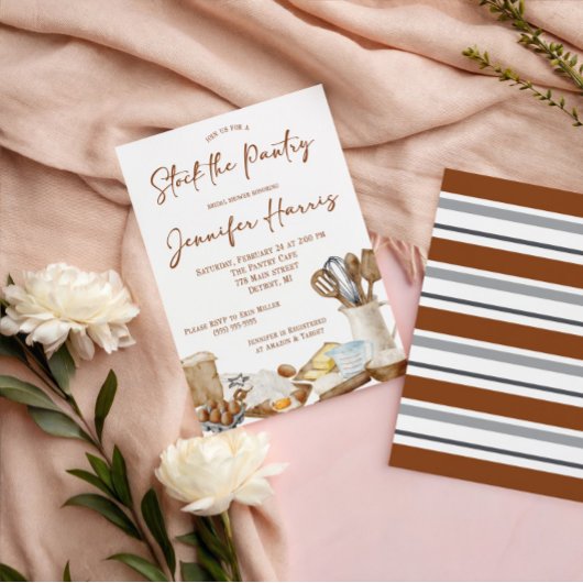 レッツストックザパントリーキッチンテーマブライダルシャワー 招待状