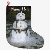 レッツスノーすてき雪だるまスノーレディーシーシェル ラージクリスマスストッキング (正面)