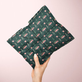 レッツスノークリスマスツリーグリーンヴィンテージレトロバン 薄葉紙