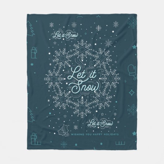 レッツスノークリスマスフリースブランケット フリースブランケット (正面)