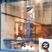 レッツスノークリスマス雪だるまトナカイ ウィンドウサイン (カフェ窓)