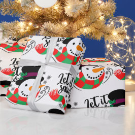 レッツスノークリスマス雪だるま ラッピングペーパー