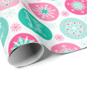 レッツスノーピンクティール（緑がかった色）雪 ラッピングペーパー (ロールコーナー)