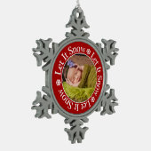 レッツスノーフレーク写真テンプレートクリスマススススノー スノーフレークピューターオーナメント (左)