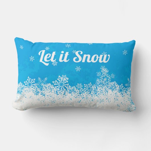 レッツスノーブルーリバーシブル装飾用クッション ランバークッション (正面)