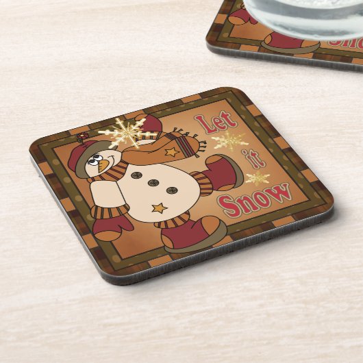 レッツスノーホリデイ雪だるま |クリスマス コースター (左側)