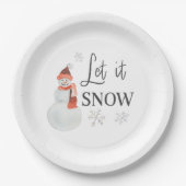 レッツスノーホリデーパーティー雪だるま ペーパープレート (正面)