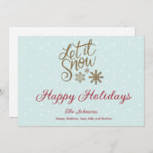 レッツスノーミニマリストフラットホリデーカード シーズンカード (正面/裏面)