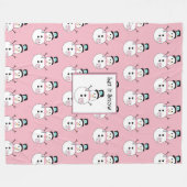 レッツスノー雪だるまピンククリスマスフリースブランケット フリースブランケット (正面(横))