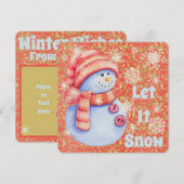 レッツスノー雪だるまホリデーフラットカード シーズンカード (正面/裏面)