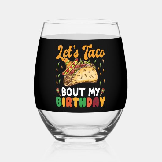 レッツタコウマイ誕生日シンコデマヨパーティー ステムなしワイングラス (裏面)