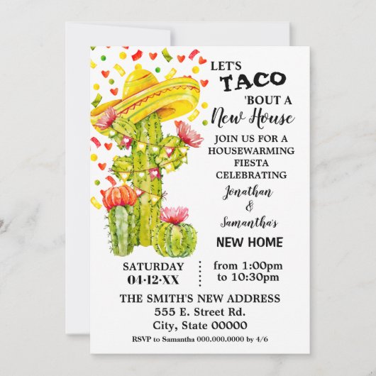 レッツタコオブニューハウス引っ越し祝いパーティーフィエスタ 招待状 (正面)