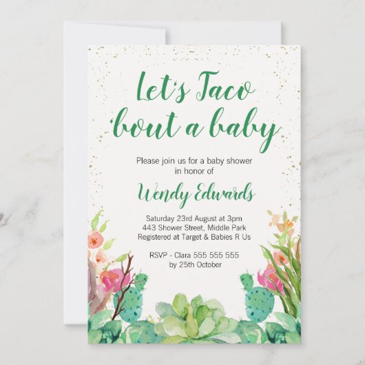 レッツタコフィエスタテーマベビーシャワー招待状 招待状 (正面)