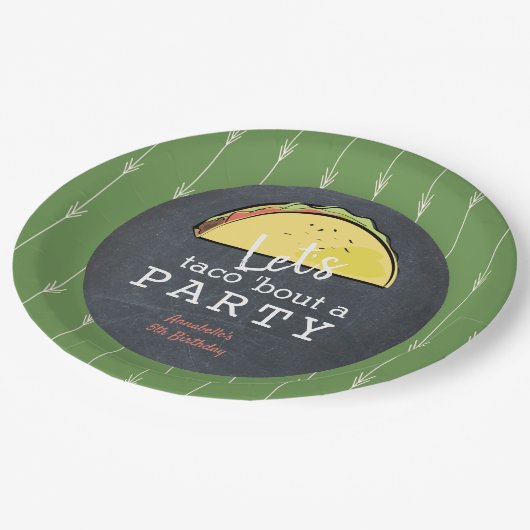 レッツタコブルクボードフィエスタパーティーの誕生日 ペーパープレート (アングル)