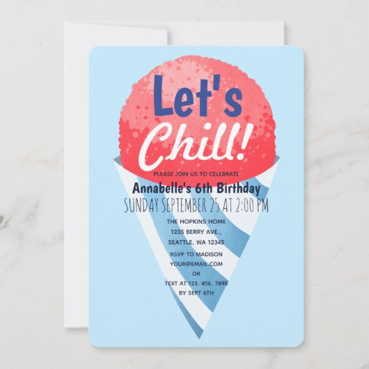 レッツチルスノーコーン子供の誕生日 招待状 (正面)