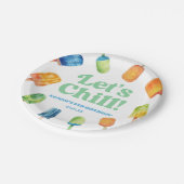 レッツチルブルーレトロポプシクル誕生日パーティー ペーパープレート (アングル)