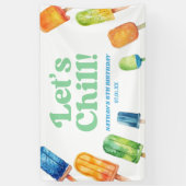 レッツチルブルーレトロポプシクル誕生日パーティー 横断幕 (縦)