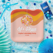 レッツディスコレトロ70sレッドオレンジ誕生日パーティー ペーパープレート (パーティー)