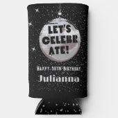 レッツディスコ祝ボールブラック誕生日 スリム缶クーラー (正面)