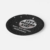 レッツディスコ祝ボールブラック誕生日 ペーパープレート (アングル)