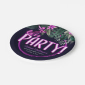 レッツトロピカルピンクネオン誕生日紙 ペーパープレート (アングル)