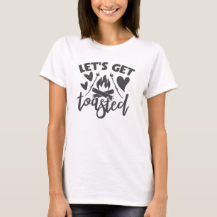 レッツトーストキャンプおもしろい活版引用文 Tシャツ
