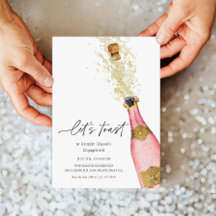 レッツトーストピンクシャンパンボトルブライダルシャワー