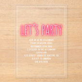 レッツネオンパーティージェネリック任意の大事な行事 アクリル招待状 (正面)