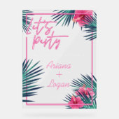 レッツネオンピンク熱帯フローラパーム結婚ズ アクリルサイン (正面)