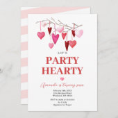 レッツハルーティバレンタインバルーン誕生日 招待状 (正面/裏面)