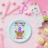 レッツバウンス誕生日ボーイジャンプトランポリンパーティー ペーパープレート (パーティー)
