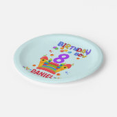 レッツバウンス誕生日ボーイジャンプトランポリンパーティー ペーパープレート (アングル)