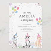 レッツパウィパステルパピードッグ誕生日招待状 招待状 (正面/裏面)