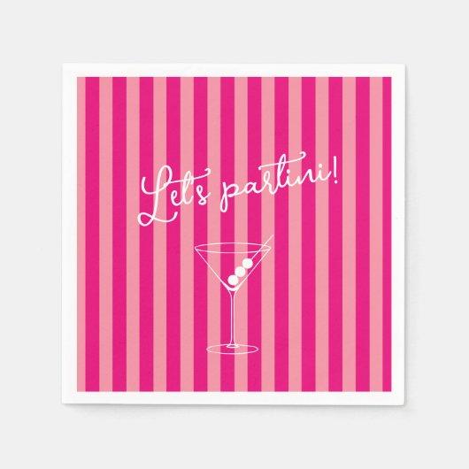 レッツパルティーニはっきりしたホットピンクバチェロレッテ スタンダードカクテルナプキン (正面)