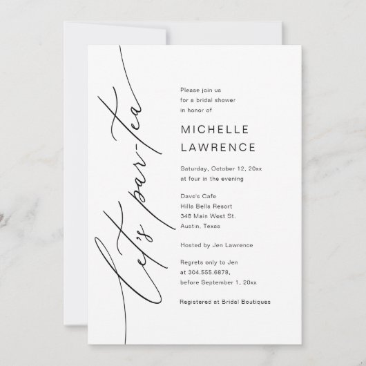 レッツパルティーブライダルシャワーパーティーお祝い 招待状 (正面)